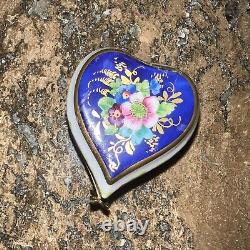 RARE Vintage Limoges Perfume Casket Handpainted Floral Heart Box Marquee Depose