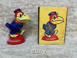 RARE Vintage Old Kansas Jayhawks KU Decanter Box & Stamps Colonial China Liquor
