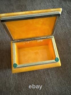 RARE! Vintage Orange Alabaster Footed Jewelry Box