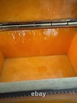 RARE! Vintage Orange Alabaster Footed Jewelry Box