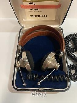 RARE Vintage Pioneer SE-L40, Stereo Headphones Brass & Brown Leather With Box