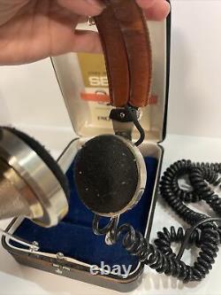 RARE Vintage Pioneer SE-L40, Stereo Headphones Brass & Brown Leather With Box