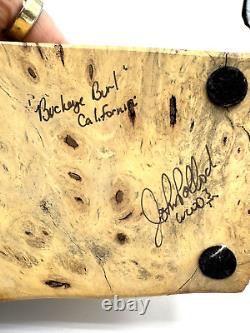RARE Vintage Signed John Pollock Buckeye Burl DOUBLE LEVEL WOOD PUZZLE BOX