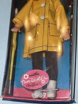 RARE Vintage Suzie Slicker Doll New In Box Raincoat Umbrella Black Hair