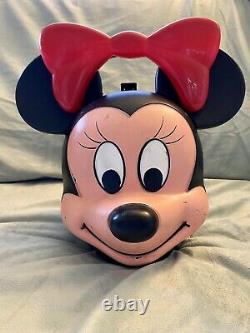 RARE vtg Disney Mickey & Minnie Mouse Head Lunch Box Kit with 1 Thermos