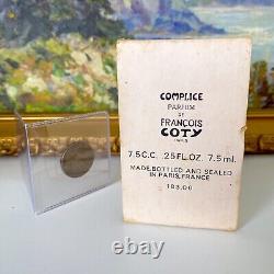 READ Vintage 70s Coty COMPLICE Perfume Extrait. 25 oz Sealed +BOX Rare