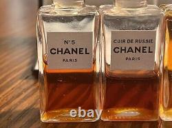 Rare 50s Vintage CHANEL Perfume 4 Bottle Set Box Bois Des Iles Cuir De Russie #5