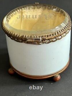 Rare Antique French Nannie Trinket Box Handpainted Porcelain Glass Grand Tour