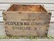 Rare Antique Vintage People's Ice Company Syracuse Ny Wooden Crate Box Sign Milk