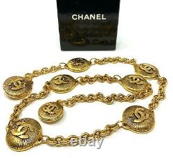 Rare Authentic CHANEL Vintage 90s CC Coco Mark Chain Belt Gold with Box