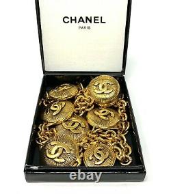 Rare Authentic CHANEL Vintage 90s CC Coco Mark Chain Belt Gold with Box