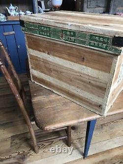 Rare Original Real Vintage 1950s Tea Box Wood Crate Japanese Prop Tin Liner