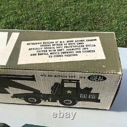 Rare Vintage 1959 Ideal Toys Atomic Cannon Army Truck Action Toy With Box