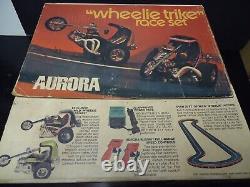 Rare! Vintage 1970 Aurora Wheelie Trike Set In Box Both Trikes Blue Track Nice