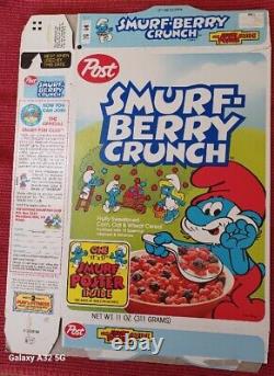 Rare Vintage 1984 Post Smurf-Berry Crunch Box Withposter Offer & Original Poster