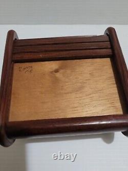 Rare Vintage Art Deco Varnished Wood Roll Top Jewelry Box Measuring 5 1/4 Wide
