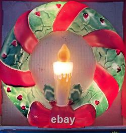 Rare Vintage Empire Blow Mold Lighted Christmas Holiday Candle Wreath With Box