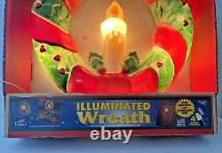 Rare Vintage Empire Blow Mold Lighted Christmas Holiday Candle Wreath With Box