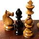 Rare Vintage Glass Eye Knight Lardy Chess Set 3.75 King With Box