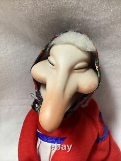 Rare Vintage Good Luck Kitchen Witch Music Box-Long Nose Creepy Scary Halloween