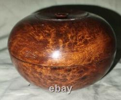 Rare Vintage Hand Turned Burl Jewelry Box 3 1/2in x 4 1/2in 5.4oz