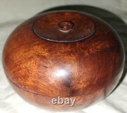 Rare Vintage Hand Turned Burl Jewelry Box 3 1/2in x 4 1/2in 5.4oz