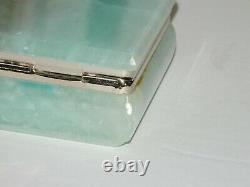 Rare Vintage Large Blue Agate Gemstone Trinket Jewelry Box Vanity Table Decor