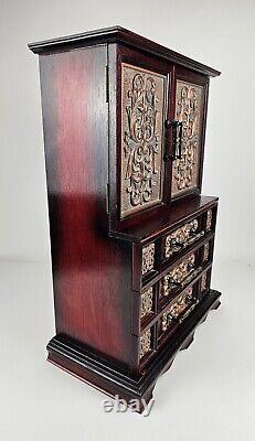 Rare Vintage Limited Edition Red Wood Musical 7 Drawer Tabletop Jewelry Box 22