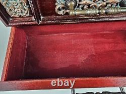 Rare Vintage Limited Edition Red Wood Musical 7 Drawer Tabletop Jewelry Box 22