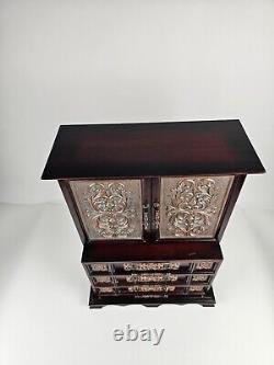 Rare Vintage Limited Edition Red Wood Musical 7 Drawer Tabletop Jewelry Box 22