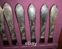 Rare Vintage New England Silver Plate 95pc Rosemary Pat. /12 Serving & Wooden Box