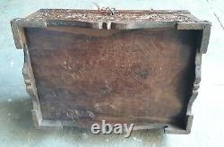 Rare Vintage Original Indian Wooden Hand Crafted Mirror Box Lock System