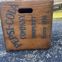 Rare Vintage Pepsi Cola Box Crate With Lid Wooden