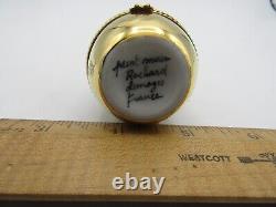Rare Vintage Richard Limoges Eifel Tower Peint Main Trinket Box Gold Plated