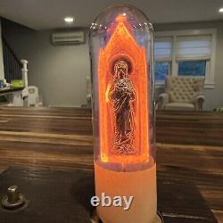 Rare Vintage Sacred Heart Jesus Figural Light Bulb Box Fixture Aerolux Neon Glow