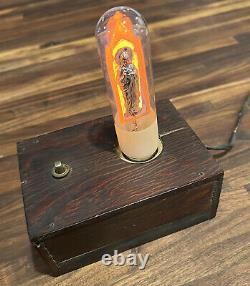 Rare Vintage Sacred Heart Jesus Figural Light Bulb Box Fixture Aerolux Neon Glow
