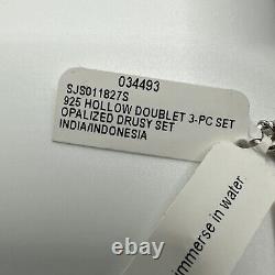 Rare Vintage Sajen 925 Silver Pendant & Earrings Opalized Set Signed New In Box