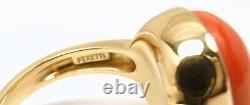 Rare Vintage Tiffany & Co Elsa Peretti 18K Gold Coral Heart Ring Size 5.75 withbox
