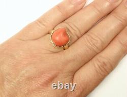 Rare Vintage Tiffany & Co Elsa Peretti 18K Gold Coral Heart Ring Size 5.75 withbox