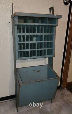 Rare Vintage Wall Hanging USPS Post Office Box Mail File Cabinet Wood & Metal