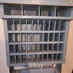 Rare Vintage Wall Hanging USPS Post Office Box Mail File Cabinet Wood & Metal