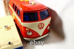 Rare vintage volkswagen rc van fire truck fe white co japan with box gakken toy