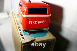 Rare vintage volkswagen rc van fire truck fe white co japan with box gakken toy