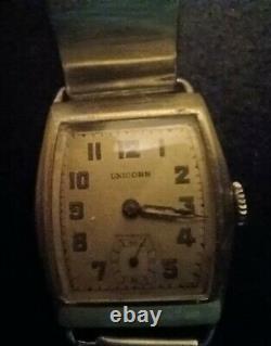 Rolex Mens Watch Vintage Unicorn Military Rare Dial Serviced great band in Box