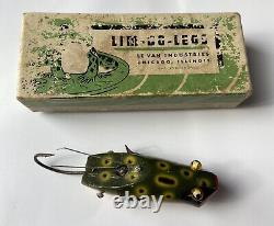 Scarce Lim Bo Legs Surface Frog Le Van Industries Rare Antique Fishing Lure Box
