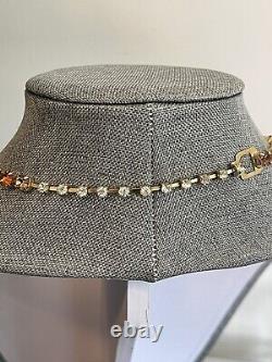 Stunning Vintage Eisenberg Necklace /Amber /Tourmaline Stones Very Rare