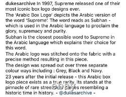 Supreme Arabic Box Logo Hoodie 1997 Vintage Size L Black VERY RARE