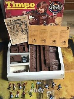 TIMPO TOYS VINTAGE US 7th CAVALRY & INDIAN BOXED WILD WEST FORT DEFIANT SET RARE