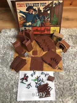 TIMPO TOYS VINTAGE USA 7th CAVALRY & INDIAN BOXED WILD WEST FORT SET RARE
