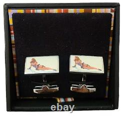 VINTAGE? PAUL SMITH Naked Lady Cufflinks In Lingerie NEW IN BOX RARE PIN UP